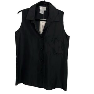 NWT Vintage Tess black silk sleeveless blouse